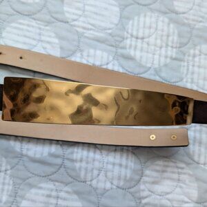 Women`s Waist Belt with Gold Metal Plate Size 14